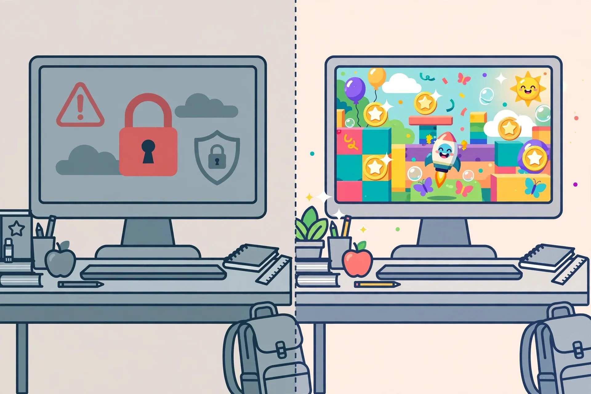 What unblocked games mean for school networks: blocked site warning versus working game